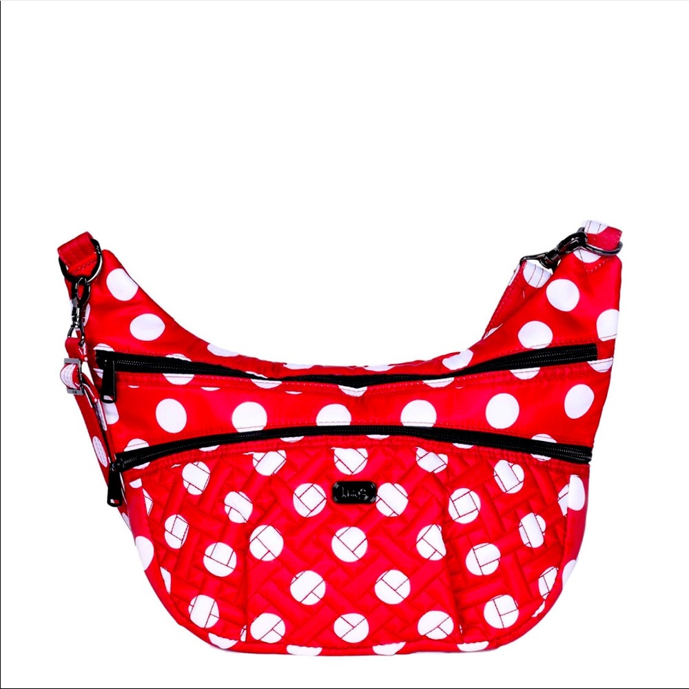 NWT: LUG HIPPY 2 CROSSBODY BAG- CRIMSON LARGE DOT
